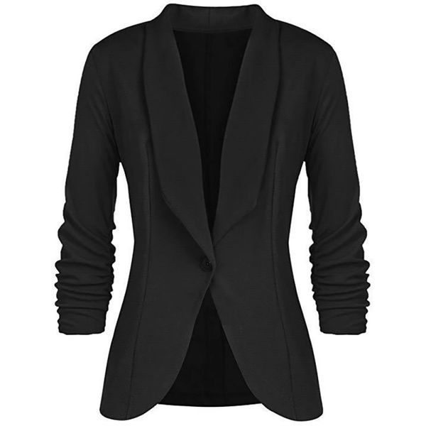 2019 women work casual trend blazers ladies slim single buckle pleated long-sleeved solid color v-neck blazers plus size, White;black
2019 women work casual trend blazers ladies slim single buckle pleated long-sleeved solid color v-neck blazers plus size, White;black