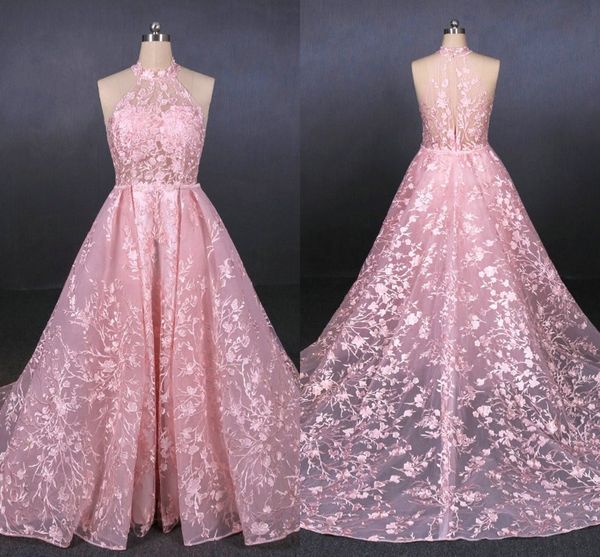 2020 gothic pink nigerian lace wedding dresses detachable train high neck see though berta wedding dress south african bridal gowns, White
2020 gothic pink nigerian lace wedding dresses detachable train high neck see though berta wedding dress south african bridal gowns, White