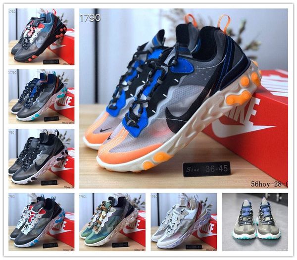 

2019 React Element 87 Volt 55 Game Royal Проклеенные швы Кроссовки для женщин, мужчин, 55-е годы Blue Chil