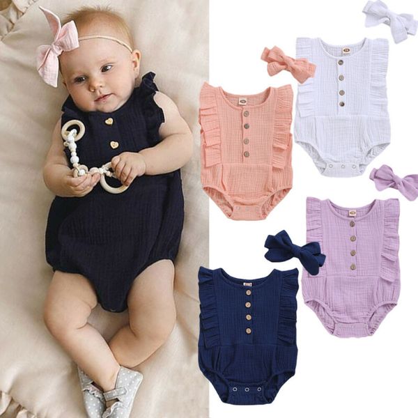 newborn kid baby girl boys bodysuits sleeveless ruffles button solid lovely jumpsuit headband clothes, White
newborn kid baby girl boys bodysuits sleeveless ruffles button solid lovely jumpsuit headband clothes, White