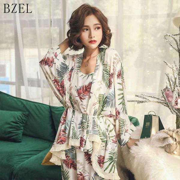 bzel 2019 spring autumn long sleeve cotton pajamas set 3 pieces set women sleepwear nightwear for women sleeping -xl, Blue;gray
bzel 2019 spring autumn long sleeve cotton pajamas set 3 pieces set women sleepwear nightwear for women sleeping -xl, Blue;gray