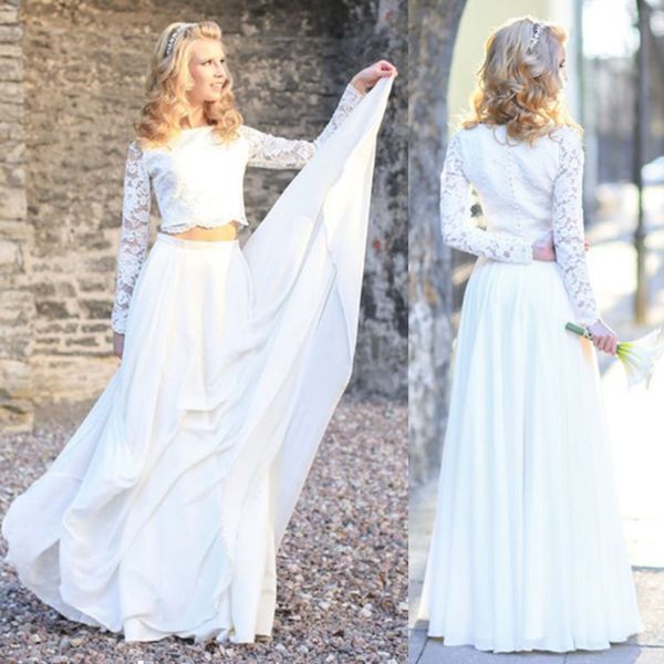 2019 princess lace two piece boho wedding dress scoop neck a line floor length bridal gown, White
2019 princess lace two piece boho wedding dress scoop neck a line floor length bridal gown, White