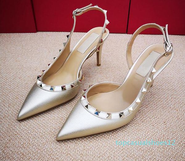 fashion women pumps casual designer gold matt leather studded spikes slingback high heels shoes t12, Black
fashion women pumps casual designer gold matt leather studded spikes slingback high heels shoes t12, Black