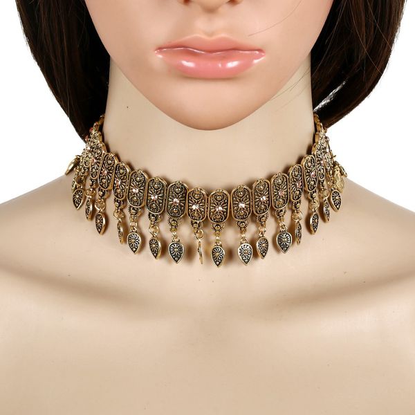 women 2019 new retro exaggerated alloy carved tassel necklace vintage rhinestone boho carved choker necklace jewelry gift, Golden;silver
women 2019 new retro exaggerated alloy carved tassel necklace vintage rhinestone boho carved choker necklace jewelry gift, Golden;silver
