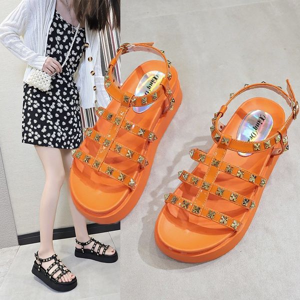 Sandals female rivets thick bottom shoes 2020 new summer students comfortable thick bottom beach Roman sandals fairy style Z812, Black
Sandals female rivets thick bottom shoes 2020 new summer students comfortable thick bottom beach Roman sandals fairy style Z812, Black