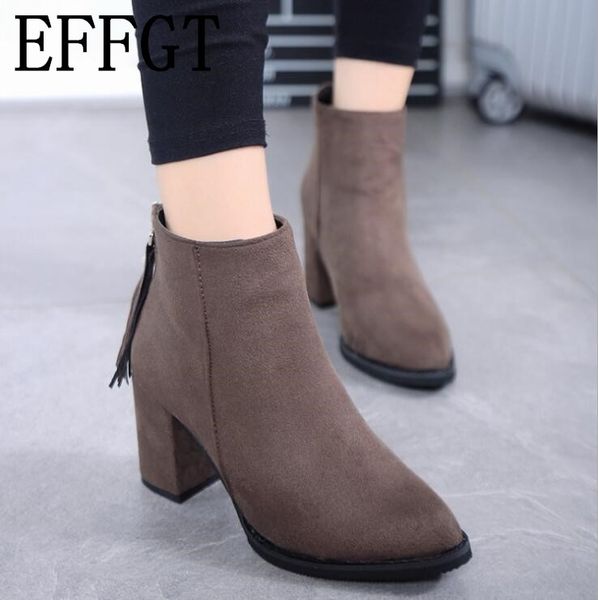 effgt 2018 fashion winter suede zipper tassel short boot vintage pointed toe high heel boots ankle boots woman shoes h824, Black
effgt 2018 fashion winter suede zipper tassel short boot vintage pointed toe high heel boots ankle boots woman shoes h824, Black