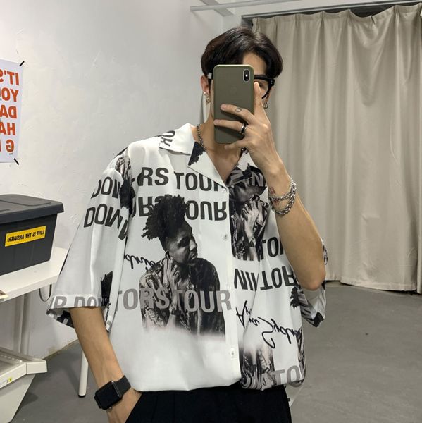 2020 summer new youth popular men's printed loose single-breasted short-sleeved shirt fashion casual wild shirt black / white, White;black
2020 summer new youth popular men's printed loose single-breasted short-sleeved shirt fashion casual wild shirt black / white, White;black