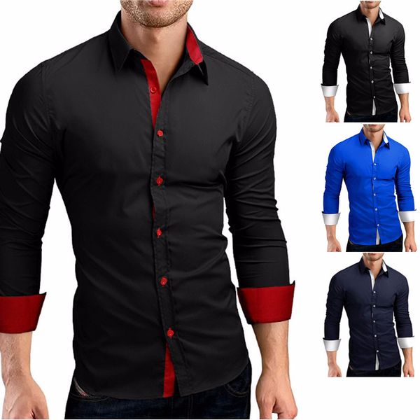fashion casual autumn personality placket blue patchwork men shirt long sleeve solid color single breasted mens dress shirts, White;black
fashion casual autumn personality placket blue patchwork men shirt long sleeve solid color single breasted mens dress shirts, White;black