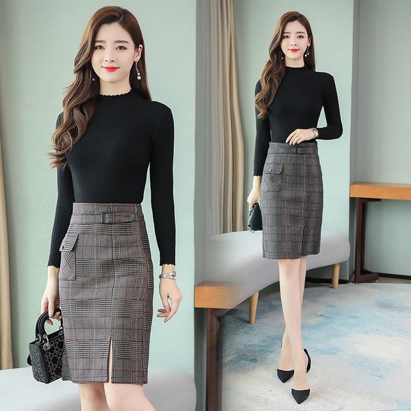 casual versatile woolen skirt autumn and winter women's 2019 new style pattern skirt high-waisted slit step, Black
casual versatile woolen skirt autumn and winter women's 2019 new style pattern skirt high-waisted slit step, Black