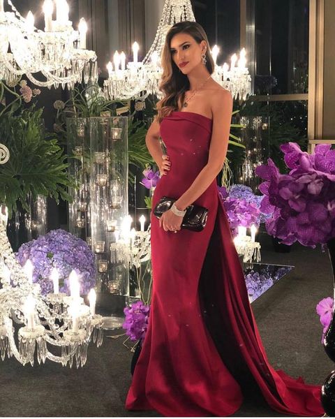 2019 latest prom dresses strapless neck with detachable train charming long mermaid evening wear party gowns special occasion dresses, Black
2019 latest prom dresses strapless neck with detachable train charming long mermaid evening wear party gowns special occasion dresses, Black