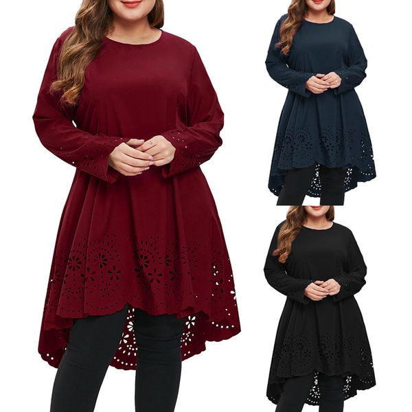 new spring women fashion o-neck long sleeve plus size laser cut high low hollow out dress hollow temperament midi dress, Black;gray
new spring women fashion o-neck long sleeve plus size laser cut high low hollow out dress hollow temperament midi dress, Black;gray