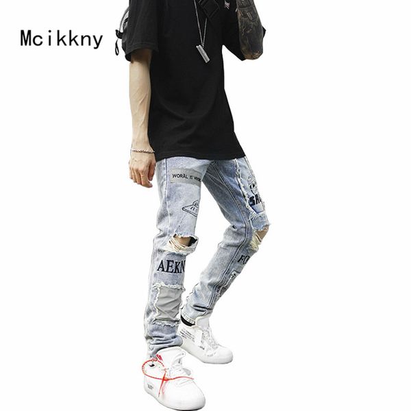 mcikkny retro men's ripped distressed denim trousers slim fit straight jeans pants washed brand designer bike joggers patchwork, Blue
mcikkny retro men's ripped distressed denim trousers slim fit straight jeans pants washed brand designer bike joggers patchwork, Blue
