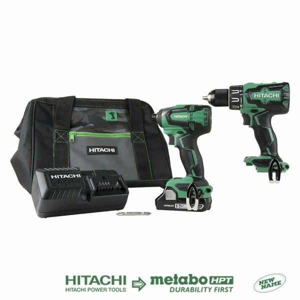 hitachi kc18dbfl2s 18v cordless brushless hammer drill & impact driver combo kit
