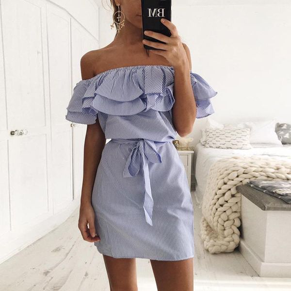 stainlizard fashion casual summer women dress short mini striped pattern slash neck beach dress boho cute dress harajuku, Black;gray
stainlizard fashion casual summer women dress short mini striped pattern slash neck beach dress boho cute dress harajuku, Black;gray