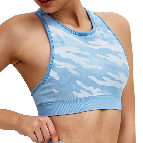 women soft elastic compression high neck camo seamless bra, White;black