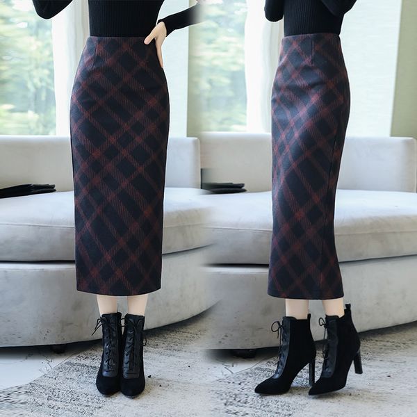 autumn and winter new women's slim retro plaid thickening wool in the long section of the belly hips after split hip skirts, Black
autumn and winter new women's slim retro plaid thickening wool in the long section of the belly hips after split hip skirts, Black