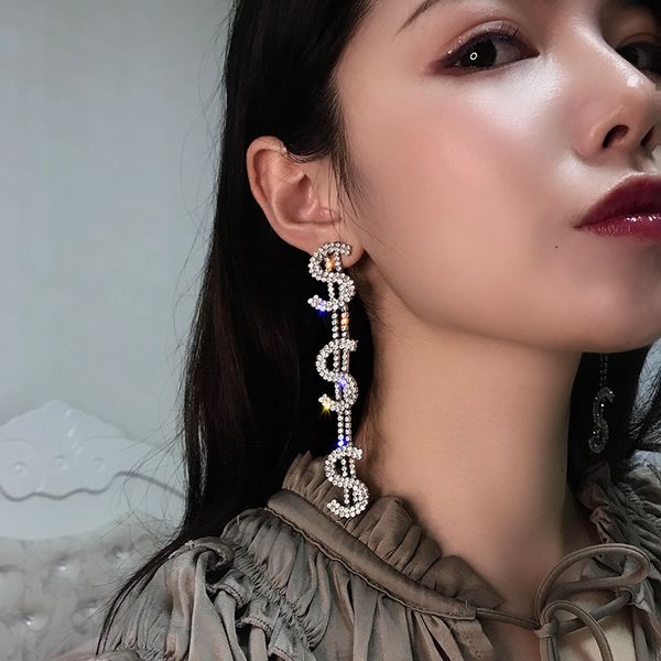 pendants crystal stone drops long dangling earrings dollar fashion party jewelry for women money sign $ rhinestone, Silver
pendants crystal stone drops long dangling earrings dollar fashion party jewelry for women money sign $ rhinestone, Silver