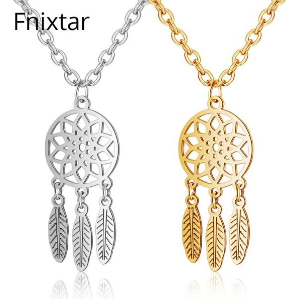 fnixtar gold color 316l stainless steel dreamcatcher feather charms pendants necklaces for women jewelry necklaces 5pcs/lot, Silver
fnixtar gold color 316l stainless steel dreamcatcher feather charms pendants necklaces for women jewelry necklaces 5pcs/lot, Silver