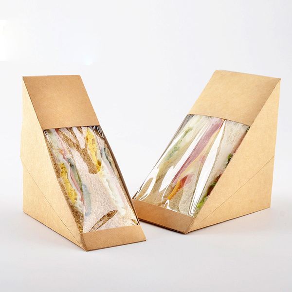 2 size kraft paper sandwiches packaging boxes with clear window bakery cake bread boxes disposable food packaging
2 size kraft paper sandwiches packaging boxes with clear window bakery cake bread boxes disposable food packaging