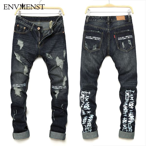 spring autumn male denim pants letter printed men's biker jeans casual street hip hop style ripped denim pencil pants, Blue
spring autumn male denim pants letter printed men's biker jeans casual street hip hop style ripped denim pencil pants, Blue