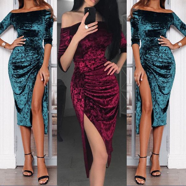 hirigin brand dress 2019 womens bandage bodycon velvet long sleeve evening party split dress clubwear women clothes, Black;gray
hirigin brand dress 2019 womens bandage bodycon velvet long sleeve evening party split dress clubwear women clothes, Black;gray