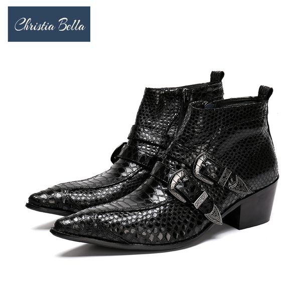 christia bella autumn winter men shoes snake skin genuine leather boots fashion pointed toe boots large size ankle zipper, Black
christia bella autumn winter men shoes snake skin genuine leather boots fashion pointed toe boots large size ankle zipper, Black