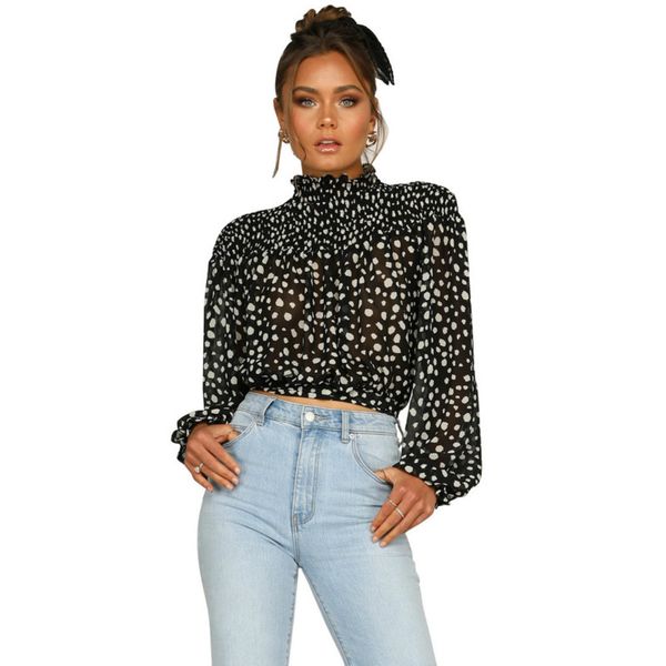 women fashion contrast color irregularity dot print fashion women shirt long sleeve o neck lace sweet office lady chiffon shirt, White
women fashion contrast color irregularity dot print fashion women shirt long sleeve o neck lace sweet office lady chiffon shirt, White