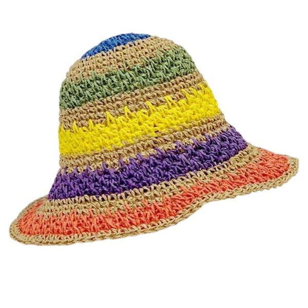 women kids girls summer crochet woven straw sun hat bright rainbow colorful stripes wide brim sunscreen packable fisherman cap
women kids girls summer crochet woven straw sun hat bright rainbow colorful stripes wide brim sunscreen packable fisherman cap