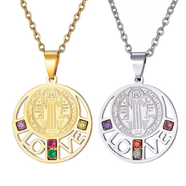 colorful zircon love pendant necklace catholic religion necklaces for women men stainless steel gold chain jewelry bijoux, Silver
colorful zircon love pendant necklace catholic religion necklaces for women men stainless steel gold chain jewelry bijoux, Silver