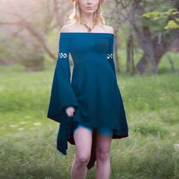 women dress summer a line performance princess dress off shoulder long bell sleeve slim vintage dresses, Black;gray
women dress summer a line performance princess dress off shoulder long bell sleeve slim vintage dresses, Black;gray
