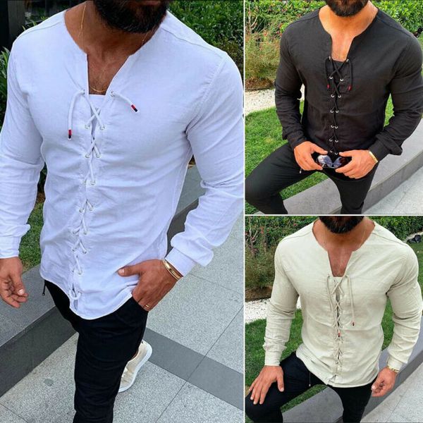 new design men's vintage drawstring shirt cotton linen long sleeve solid color shirt male casual soft plus size -3xl, White;black
new design men's vintage drawstring shirt cotton linen long sleeve solid color shirt male casual soft plus size -3xl, White;black