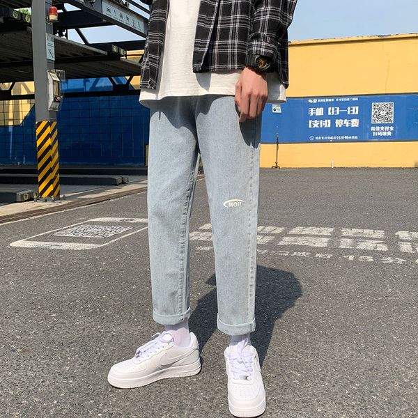 2020 autumn straight color men's embroidered jeans korean original hip hop streetwear, Blue
2020 autumn straight color men's embroidered jeans korean original hip hop streetwear, Blue