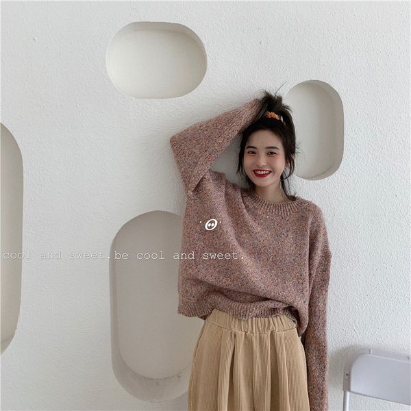 женщины осень зима красочные точка круглый воротник свитер женский пуловер с длинным рукавом негабаритных трикотажные пуловеры свободные пер, White;black 
женщины осень зима красочные точка круглый воротник свитер женский пуловер с длинным рукавом негабаритных трикотажные пуловеры свободные пер, White;black