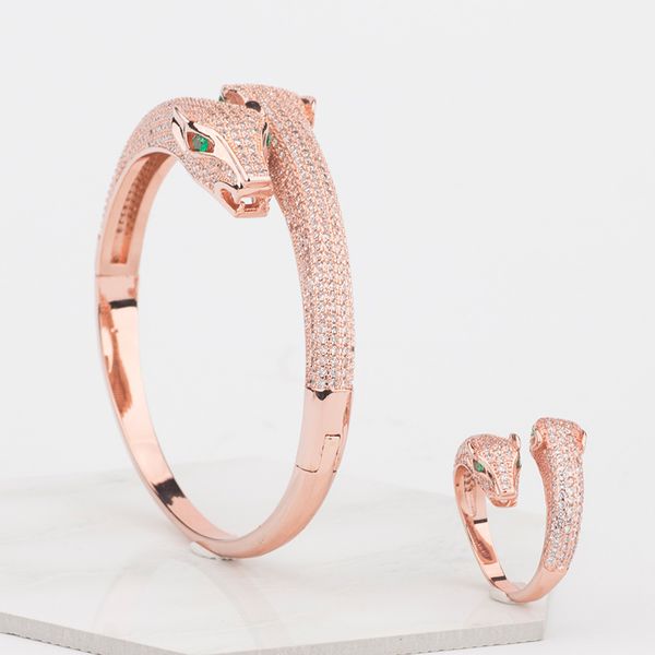 leopard two head bangle women rose gold diamond animal open bangle charms wedding jewelry, Black
leopard two head bangle women rose gold diamond animal open bangle charms wedding jewelry, Black