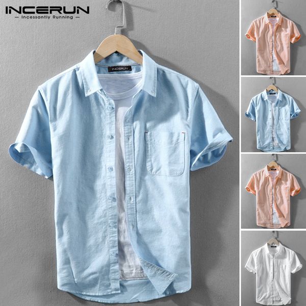 men's casual shirts incerun fashion men shirt 2021 short sleeve solid lapel streetwear summer brand harajuku basic camisas s-5xl, White;black
men's casual shirts incerun fashion men shirt 2021 short sleeve solid lapel streetwear summer brand harajuku basic camisas s-5xl, White;black