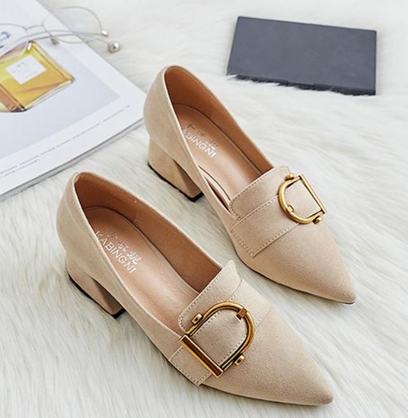 2018 suede women's shoes in spring and autumn with new style middle heel coarse heel pointed end, Black
2018 suede women's shoes in spring and autumn with new style middle heel coarse heel pointed end, Black