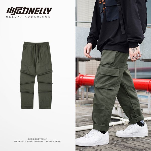 nelly 2019 summer big pocket casual tooling tactics pants men's casual button straight pants hip hop, Black
nelly 2019 summer big pocket casual tooling tactics pants men's casual button straight pants hip hop, Black