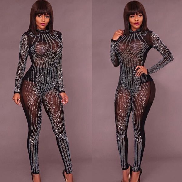 bodycon long sleeve sheer jumpsuits fashion mesh geometric rhinestone see-through romper sparkly overalls combinaison femme, Black;white
bodycon long sleeve sheer jumpsuits fashion mesh geometric rhinestone see-through romper sparkly overalls combinaison femme, Black;white