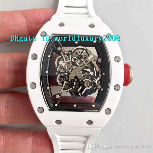 kv factory rm055 white ceramic mens watch black skeleton dial m8215 automatic movement sapphire rubber strap swiss wristwatch, Slivery;brown 
kv factory rm055 white ceramic mens watch black skeleton dial m8215 automatic movement sapphire rubber strap swiss wristwatch, Slivery;brown
