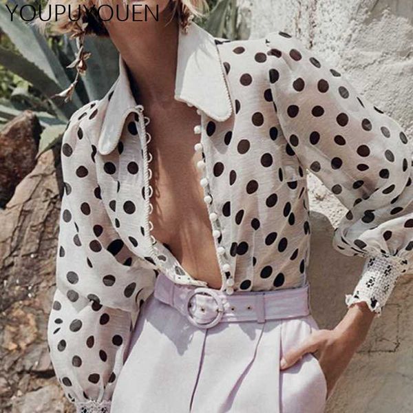 polka dot lantern long sleeve vintage fashion button up woman shirts 2020 summer elegant street wear lapel blouse clothing, White
polka dot lantern long sleeve vintage fashion button up woman shirts 2020 summer elegant street wear lapel blouse clothing, White