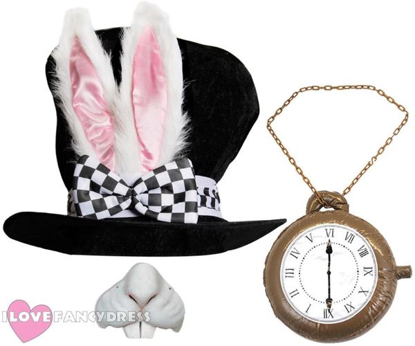 white hat alice wonderland easter ears nose inflatable clock fancy dress party costume outfit school book week, Silver
white hat alice wonderland easter ears nose inflatable clock fancy dress party costume outfit school book week, Silver