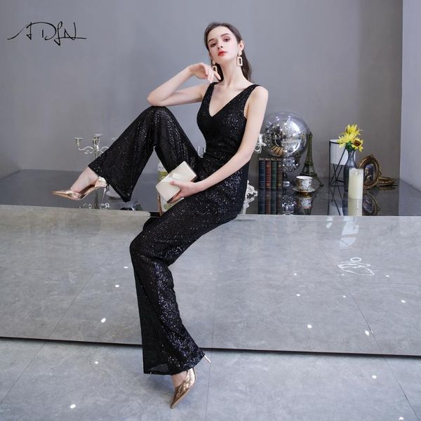adln black formal jumpsuits elegant double v-neck silver sequin formal prom party pants for women 2020, White;black
adln black formal jumpsuits elegant double v-neck silver sequin formal prom party pants for women 2020, White;black