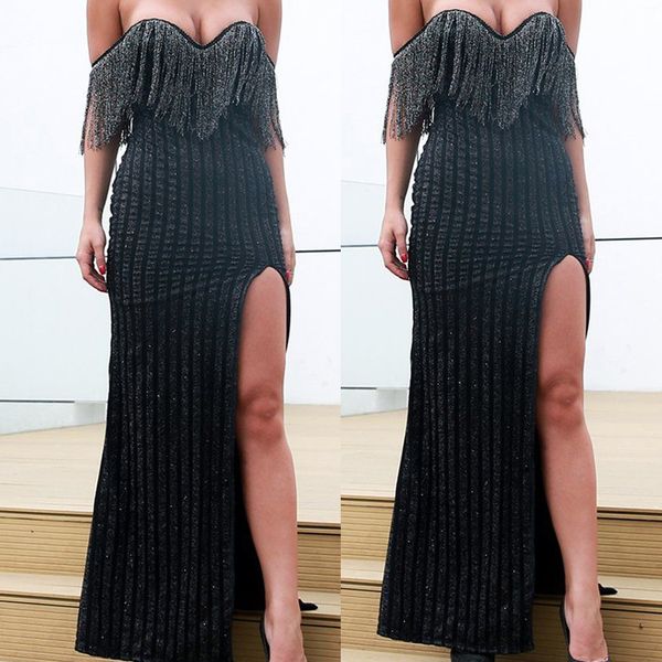 summer bohemian dress 2019 fashion women lace off shoulder sleeveless tassels fork opening dress vestidos robe femme @4, Black;gray
summer bohemian dress 2019 fashion women lace off shoulder sleeveless tassels fork opening dress vestidos robe femme @4, Black;gray