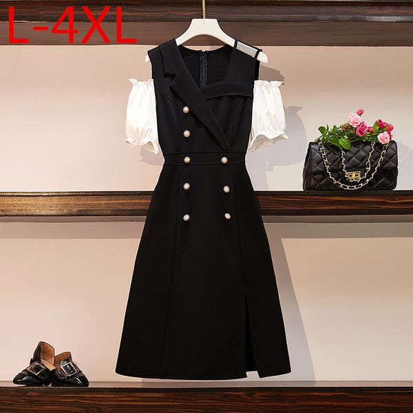 l-4xl plus size 2020 summer elegant women's off shoulder short sleeves split dress female party dresses oversize b093, Black;gray
l-4xl plus size 2020 summer elegant women's off shoulder short sleeves split dress female party dresses oversize b093, Black;gray