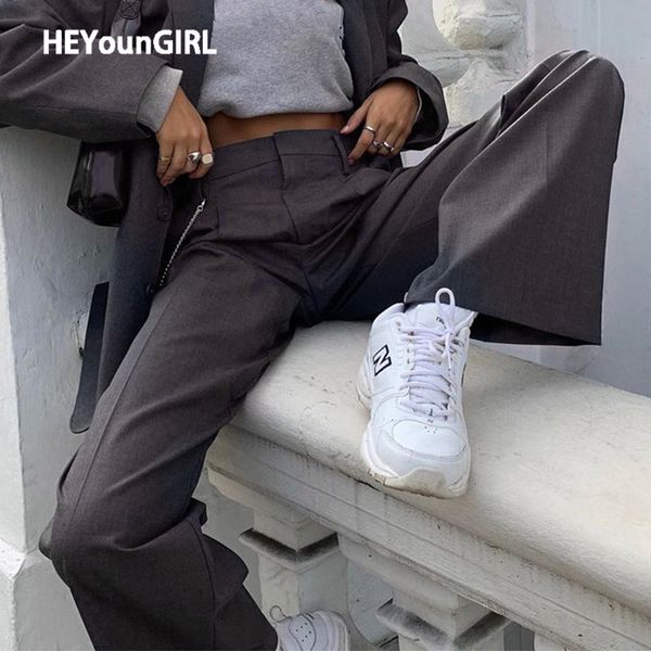 heyoungirl casual straight suit pants women fashion high street long trousers ladies solid dark gray pants capris pocket korean, Black;white
heyoungirl casual straight suit pants women fashion high street long trousers ladies solid dark gray pants capris pocket korean, Black;white