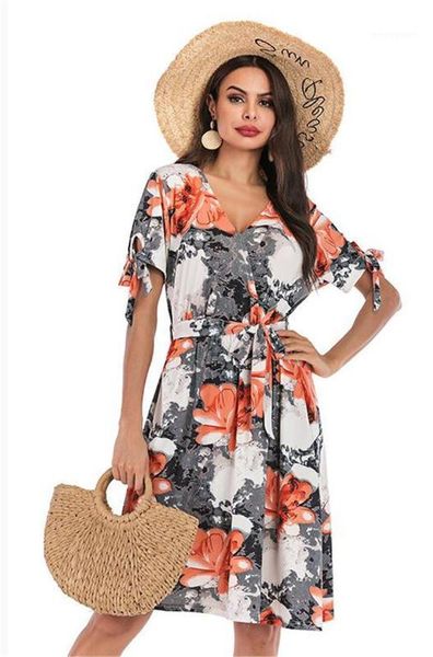 v neck bow bind womens designer dresses casual females clothing floral print womens casual dresses fashion, Black;gray
v neck bow bind womens designer dresses casual females clothing floral print womens casual dresses fashion, Black;gray