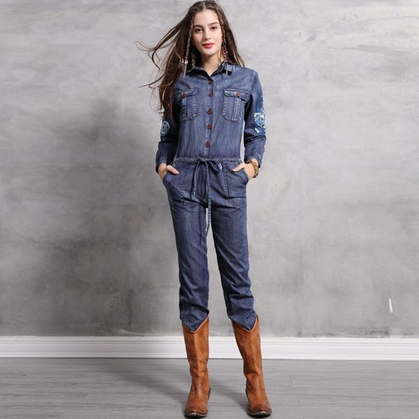 spring blue denim jumpsuit bodysuit women vintage embroidery floral cowboy jumpsuits long sleeve combinaison femme streetwear, Black;white
spring blue denim jumpsuit bodysuit women vintage embroidery floral cowboy jumpsuits long sleeve combinaison femme streetwear, Black;white