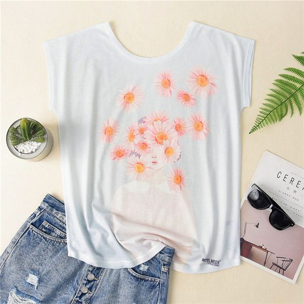 women short sleeve & tees summer daisy printed sweet t shirt female girls loose casual t-shirt ladies clothing, White
women short sleeve & tees summer daisy printed sweet t shirt female girls loose casual t-shirt ladies clothing, White