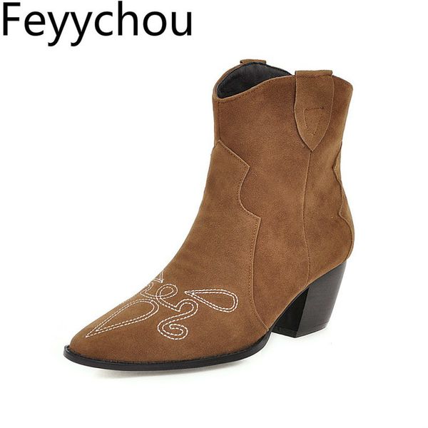 women's boots autumn winter high heel slip on ankle pointed toe flock plush embroider 2019 new fashion brown big size 34-48, Black
women's boots autumn winter high heel slip on ankle pointed toe flock plush embroider 2019 new fashion brown big size 34-48, Black