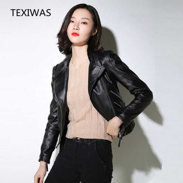 texiwas genuine leather jacket women autumn short coats moto biker leather jacket slim 100% real sheepskin outerwear quality, Black
texiwas genuine leather jacket women autumn short coats moto biker leather jacket slim 100% real sheepskin outerwear quality, Black